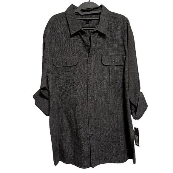 Apt 9 Men's Regular Fit Crosshatch Black n White Shirt - Size XL - NWT - Picture 7 of 8